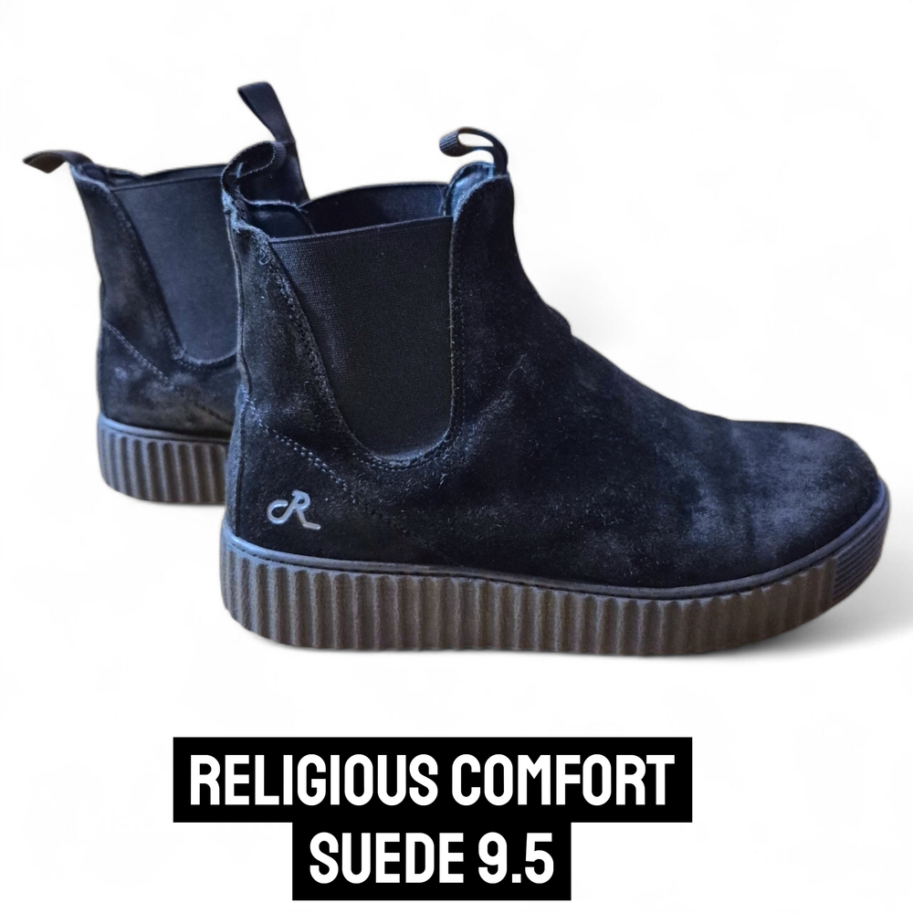 Religious Comfort Black Suede Ankle Boots,  9.5 Like New